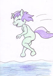 Size: 455x650 | Tagged: questionable, artist:rdk, anthro, banned from derpibooru, female, imported from twibooru, liza doolots, lolicon, petunia, solo, swimming pool, tootsie flute, underage, unicorn, water
