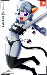 Size: 920x1460 | Tagged: suggestive, artist:the-butch-x, silver spoon, banned from derpibooru, boob window, bra, cat ears, cat keyhole bra set, cat lingerie, cat tail, clothes, equestria girls, female, imported from twibooru, lolicon, simple background, solo, underage, underwear, white background
