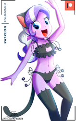 Size: 920x1460 | Tagged: suggestive, artist:the-butch-x, diamond tiara, banned from derpibooru, boob window, bra, cat ears, cat keyhole bra set, cat lingerie, cat tail, equestria girls, female, imported from twibooru, lolicon, simple background, solo, underage, underwear, white background