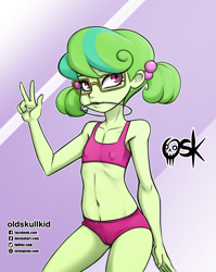 Size: 1191x1500 | Tagged: suggestive, artist:oldskullkid, background human, banned from derpibooru, child, clothes, equestria girls, female, imported from twibooru, lolicon, stella sprinkles, underage, underwear, young, younger
