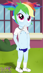 Size: 704x1200 | Tagged: explicit, artist:driae, rainbow dash, banned from derpibooru, equestria girls, female, imported from twibooru, lolicon, partial nudity, solo, underage, younger