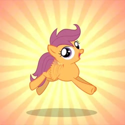 Size: 1080x1080 | Tagged: safe, artist:mayhemtown, scootaloo, dancing, diamonds hd, female, filly, foal, g4, happy, imported from derpibooru, mare, orange coat, pegasus, purple eyes, purple mane, youtube link