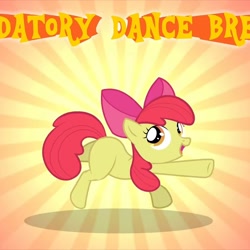 Size: 1080x1080 | Tagged: safe, artist:mayhemtown, apple bloom, bow, dancing, diamonds hd, earth pony, female, filly, foal, g4, hair bow, happy, imported from derpibooru, mare, orange eyes, red mane, ribbon, yellow coat, youtube link