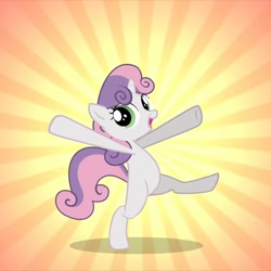Size: 1080x1080 | Tagged: safe, artist:mayhemtown, sweetie belle, dancing, diamonds hd, female, filly, foal, g4, green eyes, happy, horn, imported from derpibooru, mare, unicorn, white coat, youtube link