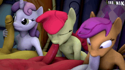 Size: 1280x720 | Tagged: explicit, artist:4ere4nik, artist:megasweet, apple bloom, scootaloo, sweetie belle, 3d, age difference, animated, anthro, banned from derpibooru, blowjob, breasts, complete nudity, cutie mark crusaders, delicious flat chest, earth pony, female, group sex, handjob, imported from twibooru, lolicon, male, no sound, nudity, oral, orgy, pegasus, penis, plantigrade anthro, sex, small breasts, source filmmaker, straight, underage, unicorn, webm