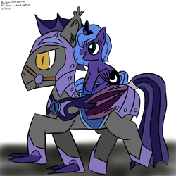 Size: 1280x1280 | Tagged: safe, artist:judhudson, princess luna, alicorn, bat pony, duo, female, filly, filly luna, foal, g4, imported from derpibooru, ponies riding ponies, pony, riding, riding a pony, sitting on person, sitting on pony, younger