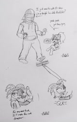 Size: 1800x2826 | Tagged: explicit, artist:legendoflink, oc, oc:dyx, oc:paillasse, oc:ponyquarantine, alicorn, balls, blindfold, blowjob, camera, cigarette, clothes, crossed legs, dialogue, earth pony, faceless male, female, female on male, filly, foal, genitals, grayscale, hair over one eye, hoodie, human, human male, human penis, imminent pain, imported from derpibooru, interspecies, jester, jester outfit, levitation, magic, male, mare, mare on human male, monochrome, nudity, oc only, offscreen character, offscreen male, oral, pencil drawing, penis, pony, pony on human action, rake, sex, sitting, smoking, straight, telekinesis, traditional art, walking
