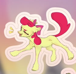 Size: 742x722 | Tagged: safe, artist:golte_elint, apple bloom, apple bloom's bow, bow, ear fluff, earth pony, eyes closed, female, filly, foal, g4, hair bow, imported from derpibooru, pony, smiling, solo