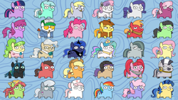 Size: 6000x3375 | Tagged: safe, artist:r5on11c, applejack, fluttershy, pinkie pie, princess celestia, princess luna, queen chrysalis, rainbow dash, rarity, silver spoon, sweetie belle, twilight sparkle, oc, oc:big brian, oc:filly anon, oc:jargon scott, oc:milky way, oc:tenk pone, alicorn, baseball cap, berry punch, big macintosh, bra, braeburn, cap, changeling, changeling queen, cheerilee, chickadee, clothes, cowboy hat, cowprint, crotchboobs, crotchbra, crown, derp, derpy hooves, drunk, drunk bubbles, ear piercing, earring, earth pony, earth pony oc, emanata, female, filly, foal, food, g4, glasses, hat, helmet, hooped earrings, horn, imported from derpibooru, jewelry, lidded eyes, looking at you, looking sideways, lyra heartstrings, mane six, marble pie, mayor mare, ms. peachbottom, muffin, neck rings, nudity, nurse redheart, pacific glow, pegasus, pencil, peytral, piercing, pony, rainbowshine, regalia, robot, robot pony, smiling, snowpity, squatpony, sunglasses, sweetie bot, tree hugger, underwear, unicorn, vest, zebra, zecora