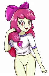 Size: 2195x3368 | Tagged: explicit, artist:sumin6301, apple bloom, banned from derpibooru, bottomless, clothes, equestria girls, female, imported from twibooru, lolicon, nudity, partial nudity, simple background, solo, underage, white background