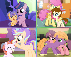 Size: 1280x1033 | Tagged: safe, artist:galaxynightsparkle, oc, oc:bright sentry, oc:lily sugar, oc:pyros, oc:shooting candy pie, oc:star armor sentry, oc:sunstar glimmer, baby, baby pony, colt, earth pony, female, filly, foal, g4, gun, handgun, horn, imported from derpibooru, indoors, li'l cheese, little mac, little macintosh, male, mare, offspring, older, older li'l cheese, older little mac, outdoors, parent:big macintosh, parent:cheese sandwich, parent:flash sentry, parent:pinkie pie, parent:starlight glimmer, parent:sugar belle, parent:sunburst, parent:twilight sparkle, parents:cheesepie, parents:flashlight, parents:starburst, parents:sugarmac, pegasus, pony, revolver, siblings, stallion, unicorn