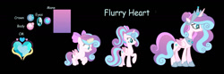 Size: 1280x423 | Tagged: safe, artist:aurorastarsparkle, princess flurry heart, alicorn, black background, female, filly, filly flurry heart, foal, g4, imported from derpibooru, mare, older, older flurry heart, pony, simple background
