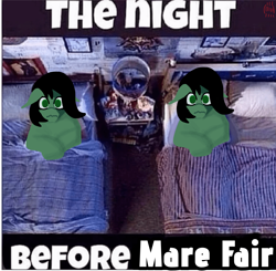 Size: 2640x2590 | Tagged: safe, artist:american_onion, oc, oc:filly anon, bed, bedroom, duo, earth pony, female, filly, foal, imported from derpibooru, in bed, indoors, lamp, lying down, lying on bed, mare fair, meme, oc only, on bed, ponified meme, pony, step brothers