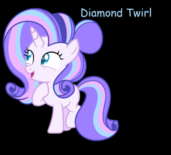 Size: 1143x1031 | Tagged: safe, artist:aurorastarsparkle, oc, oc:diamond twirl, black background, female, filly, foal, horn, imported from derpibooru, offspring, parent:fancypants, parent:rarity, parents:raripants, pony, simple background, solo, unicorn