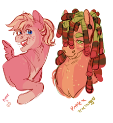 Size: 1620x1760 | Tagged: safe, artist:cactiflowers, oc, bust, colt, duo, foal, half-siblings, imported from derpibooru, male, oc only, offspring, parent:bulk biceps, parent:pinkie pie, parent:tree hugger, parents:bulkpie, parents:pinkiehugger, pony, portrait, simple background, stallion, white background