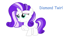 Size: 1145x675 | Tagged: safe, artist:aurorastarsparkle, oc, oc:diamond twirl, female, filly, foal, horn, imported from derpibooru, offspring, parent:fancypants, parent:rarity, parents:raripants, pony, simple background, solo, unicorn, white background