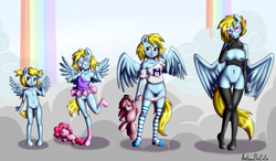 Size: 4359x2550 | Tagged: explicit, artist:anibaruthecat, pinkie pie, oc, oc:cloud cuddler, oc:sweet haze, accessories, age progression, anthro, banned from derpibooru, blue socks, breasts, catsuit, clothes, female, fingerless gloves, futa, futuristic, glasses, gloves, horsecock, imported from twibooru, intersex, kneesocks, latex, latex suit, lolicon, nier: automata, nipples, nudity, oc only, panties, panties pulled down, partial nudity, pegasus, penis, pink panties, pink socks, plushie, polka dot underwear, semi-anthro, simple background, socks, solo, solo female, solo futa, striped socks, tanktop, transparent background, tutu, underage, underwear, wet panties