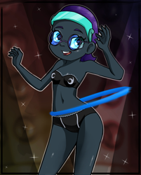 Size: 896x1114 | Tagged: suggestive, artist:ohohokapi, oc, oc:nyx, accessories, alicorn, alicorn oc, banned from derpibooru, belly button, black underwear, bra, clothes, edit, editor needed, equestria girls, equestria girls-ified, eyebrows, eyelashes, female, frilly underwear, glasses, happy, headband, horn, human, human oc, imported from twibooru, lolicon, loop-de-hoop, oc only, open mouth, panties, solo, teeth, toy, underage, underwear, underwear edit, wings