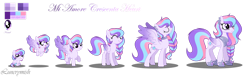 Size: 1280x398 | Tagged: safe, artist:lunerymish, oc, oc:princess crescenta heart, baby, baby pony, female, filly, foal, horn, imported from derpibooru, mare, offspring, parent:princess cadance, parent:shining armor, parents:shiningcadance, pegasus, pony, slender, teenager, thin