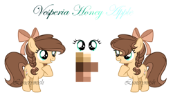 Size: 1280x721 | Tagged: safe, artist:lunerymish, oc, oc:vesperia apple, earth pony, earth pony oc, female, filly, foal, imported from derpibooru, offspring, parent:applejack, parent:caramel, parents:carajack, pony