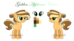 Size: 1280x721 | Tagged: safe, artist:lunerymish, oc, oc:golden cider, colt, earth pony, earth pony oc, foal, imported from derpibooru, male, offspring, parent:applejack, parent:caramel, parents:carajack, pony, teenager