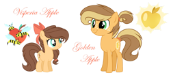 Size: 1280x564 | Tagged: safe, artist:lunerymish, oc, oc:golden apple, oc:vesperia, colt, earth pony, earth pony oc, female, filly, foal, imported from derpibooru, male, offspring, parent:applejack, parent:caramel, parents:carajack, pony, teenager