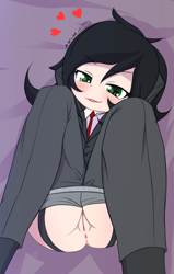 Size: 1022x1604 | Tagged: explicit, artist:an-m, oc, oc:anonfilly, anus, banned from derpibooru, blushing, clothes, female, heart, human, humanized, imported from twibooru, lolicon, nudity, oc only, solo, solo female, suit, underage, vagina