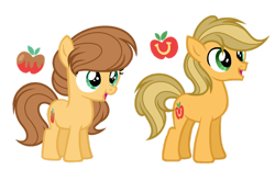 Size: 1280x794 | Tagged: safe, artist:lunerymish, oc, colt, earth pony, earth pony oc, female, filly, foal, imported from derpibooru, male, offspring, parent:applejack, parent:caramel, parents:carajack, pony