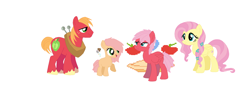 Size: 1744x624 | Tagged: safe, artist:moonstonegem1, fluttershy, oc, base used, big macintosh, colt, earth pony, family, female, filly, flower, flower in hair, foal, frown, g4, imported from derpibooru, male, mare, offspring, open mouth, open smile, parent:big macintosh, parent:fluttershy, parents:fluttermac, pegasus, pony, ship:fluttermac, shipping, simple background, smiling, stallion, straight, teenager, wavy mane