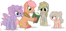 Size: 1113x526 | Tagged: safe, artist:castelainmlp, oc, oc:apple seed, oc:cindy, oc:gold apple, oc:poppy pie, base used, book, earth pony, earth pony oc, female, filly, foal, freckles, frown, gradient eyes, hoof hold, horn, imported from derpibooru, magical lesbian spawn, male, mare, oc only, offspring, open mouth, open smile, parent:applejack, parent:big macintosh, parent:derpy hooves, parent:doctor whooves, parent:fluttershy, parent:pinkie pie, parent:pokey pierce, parent:twilight sparkle, parents:doctorderpy, parents:fluttermac, parents:pokeypie, parents:twijack, pegasus, pegasus oc, pony, simple background, sitting, smiling, stallion, transparent background, unicorn, unicorn oc, unshorn fetlocks