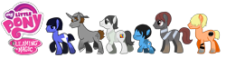 Size: 3500x900 | Tagged: safe, alex (inspiration), anonymous artist, backwards ballcap, baseball cap, cap, colt, earth pony, eric (ubok), foal, hat, horn, imported from derpibooru, inspiration (game), jose (kudaranu mousou no), kazenori, kudaranu mousou no, logo, male, nagatsuki, ponified, pony, simple background, solitude (game), transparent background, uboa, ubok, unicorn, witoru, yon goh, yume nikki, yume wo.