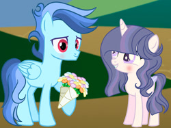 Size: 1280x955 | Tagged: safe, artist:galaxystarsparkles, oc, oc:galaxy star sparkles, oc:sir light, alicorn, colt, female, filly, foal, imported from derpibooru, male, oc x oc, offspring, outdoors, parent:flash sentry, parent:rainbow dash, parent:soarin', parent:twilight sparkle, parents:flashlight, parents:soarindash, pegasus, pony, shipping, straight, teenager
