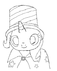 Size: 1533x1893 | Tagged: safe, artist:murr_doodles, cape, clothes, doodle, female, filly, foal, g4, hat, imported from derpibooru, solo, trixie