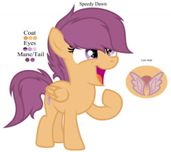 Size: 1280x1136 | Tagged: safe, artist:cookiedraws3, oc, oc:speedy dawn, female, filly, foal, imported from derpibooru, offspring, parent:rumble, parent:scootaloo, parents:rumbloo, pegasus, pony, simple background, white background