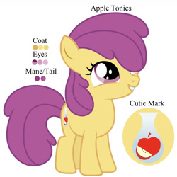Size: 1280x1279 | Tagged: safe, artist:cookiedraws3, oc, oc:apple tonics, earth pony, female, filly, foal, imported from derpibooru, offspring, parent:apple bloom, parent:tender taps, parents:tenderbloom, pony, simple background, white background