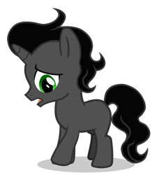Size: 5000x5726 | Tagged: safe, artist:alicesponycorner, absurd resolution, adobe animate, adobe flash, black hair, black mane, black tail, colt, colt sombra, eyebrows, fiendship is magic #1, foal, frown, full body, g4, gray coat, green eyes, horn, idw, idw showified, imported from derpibooru, king sombra, looking down, male, my little pony: fiendship is magic, my little pony: friendship is magic, open frown, open mouth, pony, raised hoof, show accurate, simple background, smiling, solo, tail, transparent background, umbrum, unicorn, vector, younger