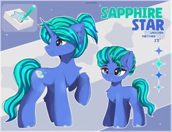 Size: 2219x1701 | Tagged: safe, artist:nnaly, oc, oc:sapphire star, female, filly, foal, horn, imported from derpibooru, mare, pony, reference sheet, solo, unicorn