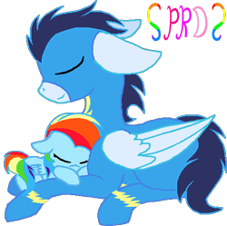 Size: 470x469 | Tagged: safe, artist:princessrainbow123, oc, father and child, father and daughter, female, filly, foal, g4, imported from derpibooru, male, offspring, parent:rainbow dash, parent:soarin', parents:soarindash, pegasus, pony, soarin', stallion