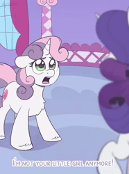 Size: 480x640 | Tagged: safe, artist:skysorbett, rarity, sweetie belle, animated, belle sisters, chest fluff, duo, female, filly, foal, g4, horn, imported from derpibooru, indoors, mare, phineas and ferb, pony, siblings, sisters, sound, subtitles, unicorn, unshorn fetlocks, webm