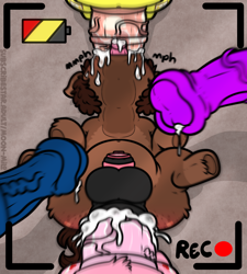 Size: 1130x1253 | Tagged: explicit, grimdark, artist:alleymutt, oc, oc:acid rave, oc:butterball, oc:huckleberry meringue, oc:island candy, oc:lesson loom, abdominal bulge, abuse, age difference, anal, anal creampie, anal insertion, anal stretching, balls, bdsm, big balls, blowjob, chastity, chastity cage, colt, creampie, cum, cum in mouth, cumming, earth pony, foal, foal abuse, foalcon, gang rape, gangbang, gay, genitals, group sex, horsecock, imported from derpibooru, insertion, leaking cum, male, male on male rape, mmm threesome, nudity, oc only, offscreen character, oral, oral creampie, penetration, penis, pony, pov, rape, recording, sex, sex tape, size difference, spitroast, stallion, stallion on colt, threesome, throat bulge, tongue out, video tape