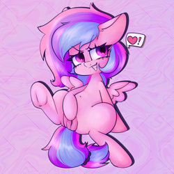 Size: 2000x2000 | Tagged: explicit, artist:sharkbarkbarkk, oc, female, filly, foal, foalcon, heart, imported from derpibooru, magenta eyes, masturbation, multicolored hair, oc only, pegasus, pegasus oc, pink coat, pony, presenting, presenting pussy, solo, solo female, vulva