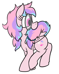 Size: 534x667 | Tagged: safe, artist:thebathwaterhero, oc, oc:sugar pill, biting, female, filly, foal, glasses, imported from derpibooru, pegasus, pony, simple background, solo, swirly glasses, tail, tail bite, transparent background