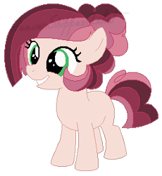 Size: 262x285 | Tagged: safe, artist:opalescentartist, oc, oc:cherry chunga, earth pony, female, filly, foal, imported from derpibooru, offspring, parent:cheese sandwich, parent:pinkie pie, parents:cheesepie, pony