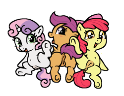 Size: 754x589 | Tagged: explicit, artist:myra, apple bloom, scootaloo, sweetie belle, blush lines, blushing, butt, cutie mark crusaders, earth pony, female, filly, foal, foalcon, g4, happy, horn, imported from derpibooru, open mouth, open smile, pegasus, pony, presenting, presenting butt, presenting pussy, scootabutt, smiling, spread legs, spreading, trio, trio female, unicorn, vulva