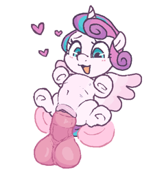 Size: 529x554 | Tagged: explicit, artist:myra, princess flurry heart, abdominal bulge, age difference, alicorn, babycon, balls, belly, belly button, disembodied hoof, disembodied penis, female, filly, floating heart, foal, foalcon, g4, genitals, heart, horsecock, imported from derpibooru, male, nudity, offscreen character, penetration, penis, pony, sex, simple background, stallion, stallion on filly, straight, vaginal, vulva, white background