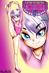 Size: 800x1200 | Tagged: explicit, artist:anibaruthecat, diamond tiara, armpits, ballet slippers, banned from derpibooru, clitoris, clothes, female, gymnastics, human, human coloration, humanized, imported from twibooru, leotard, leotard aside, lolicon, looking at you, nudity, standing splits, underage, vulva