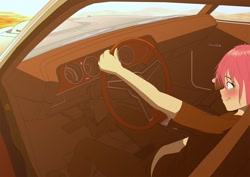 Size: 1900x1343 | Tagged: explicit, artist:kpvt, scootaloo, banned from derpibooru, blushing, boots, car, clothes, driving, female, human, humanized, imported from twibooru, lip bite, lolicon, masturbation, older, older scootaloo, pedal, punk, shoes, solo, speeding, underage, vaginal secretions
