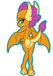 Size: 1668x2388 | Tagged: explicit, artist:steelsoul, banned from derpibooru, butt, dragon, dragoness, female, imported from twibooru, lolicon, looking at you, looking back, simple background, smolder, smolderriere, transparent background, underage