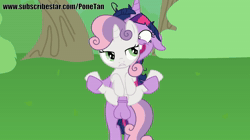 Size: 1920x1080 | Tagged: explicit, artist:cloppy hooves, sweetie belle, twilight sparkle, animated, anus, audible creampie, ball slap, balls, balls deep, bedroom eyes, bipedal, blank flank, bouncing balls, butt, creampie, cum, dishevelled, dominant, duo, eyes closed, female, female on futa, female on herm, filly, floppy ears, foal, foalcon, forest, full package futa, futa, futa on female, futa on filly, futa twilight sparkle, futadom, g4, genitals, giggling, gritted teeth, herm, horn, horsecock, imported from derpibooru, intersex, lesson zero, lying down, mare, messy mane, my little pony: friendship is magic, nature, no sound, nudity, on back, open mouth, outdoor sex, outdoors, penetration, penis, ponut, pony, sex, ship:twibelle, shipping, show accurate, show accurate porn, smiling, standing sex, subscribestar, suspended congress, teeth, this will end in jail time, this will end in pregnancy, tree, twilight is a foal fiddler, twilight snapple, unicorn, unicorn twilight, url, vaginal, vaginal creampie, vulva, webm