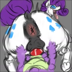 Size: 1766x1766 | Tagged: explicit, artist:largerest, rarity, spike, age difference, anatomically correct, anus, both cutie marks, butt, butt touch, dark genitals, dock, dragon, dragon on pony action, duo, duo male and female, erection, female, foalcon, g4, genitals, hand on butt, hoof heart, horn, imported from derpibooru, interspecies, male, male pov, mare, nudity, offscreen character, offscreen male, open mouth, open smile, penetration, penis, pink anus, plot, pony, pov, rear view, sex, ship:sparity, shipping, smiling, straight, tail, tongue out, underhoof, unicorn, vaginal, vulva